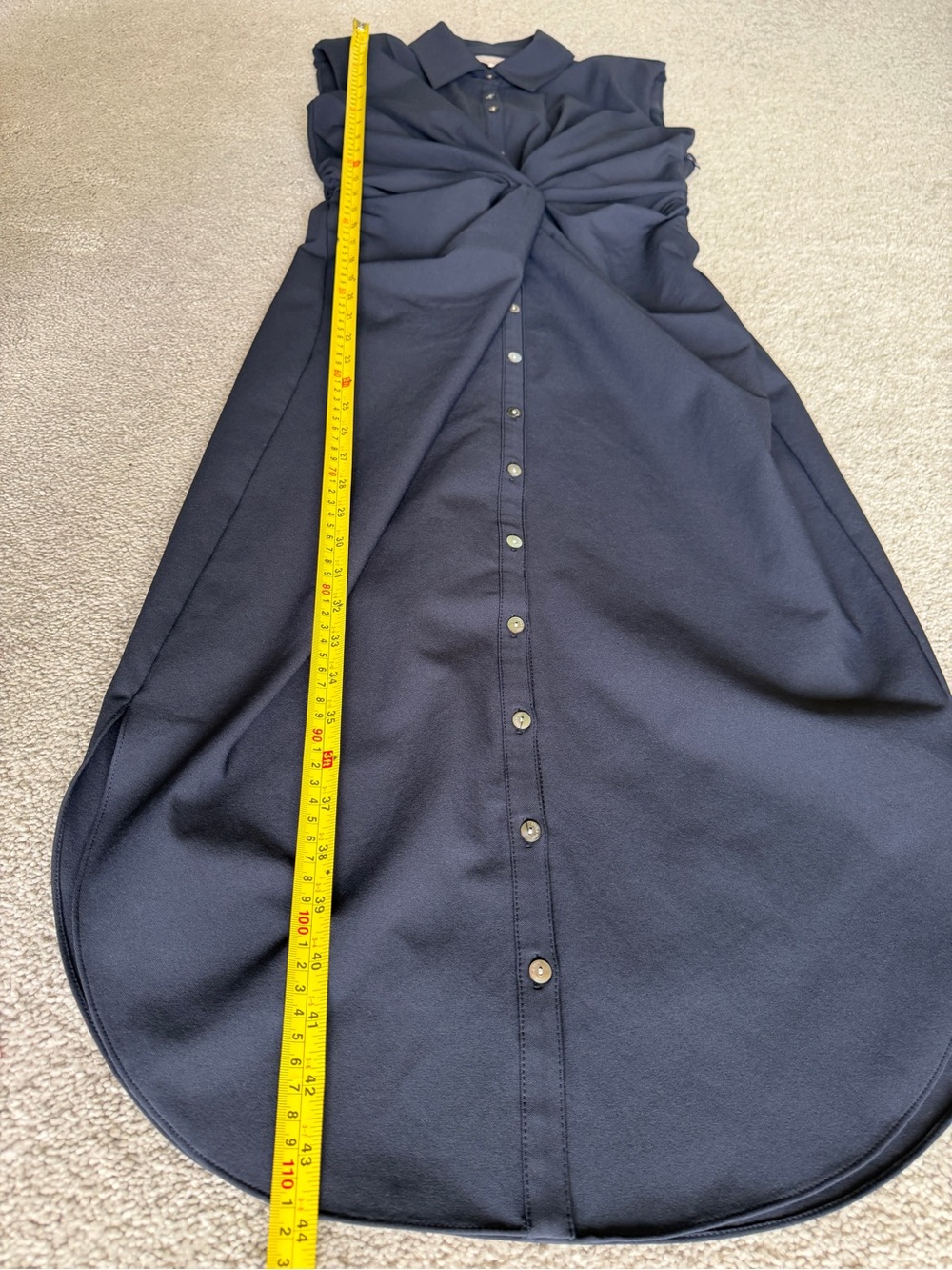 Cinq à Sept Catalina Shirtdress Navy Twist Front Sleeveless Midi Dress Size 2 - Picture 11 of 16